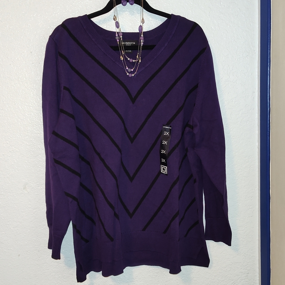 Liz Claiborne Plus Size Chevron Print Sweater Size 2XL